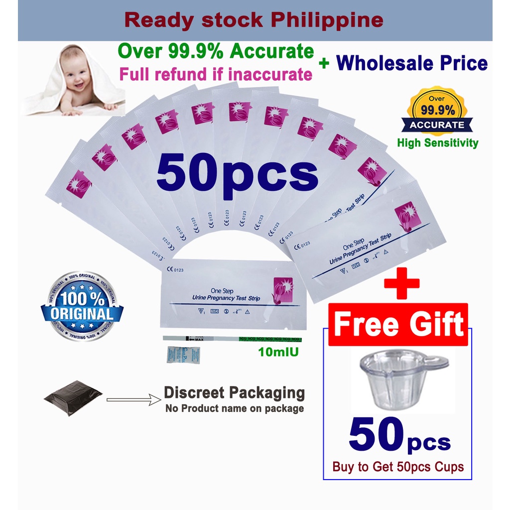 50pcs Pregnancy Test Strip UPT Pregnant + 50pcs Free Urine Cups