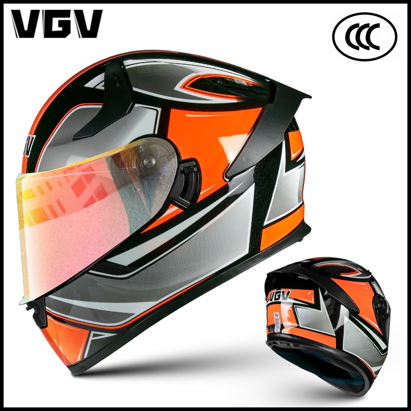 LVS & VGV Dual Lens Motorcycle Helmet Full Face Helmet Double Visor
