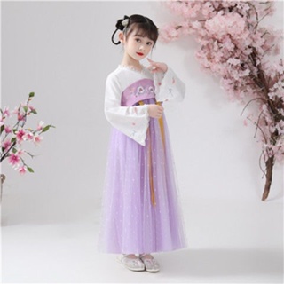 Children Hanfu Girls Ancient Costume Super Fairy Cherry Blossom Princess Spring Autumn Dress Children's Clothing Summer Thin Skirt Tang Suit #3