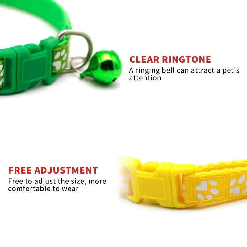 pet collar dog paw collar with bell safety buckle neck dog cat puppy accessories #8