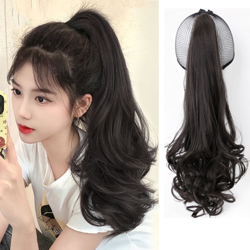 Fashion Ponytail Wig Curly long Ponytail Hair Extension Small Claw Clip ...