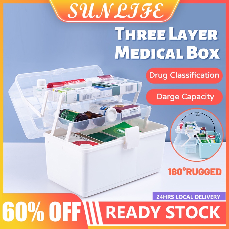 Sunlife 3 Layer Medicine Box Large Size First Aid Kit Pill Case