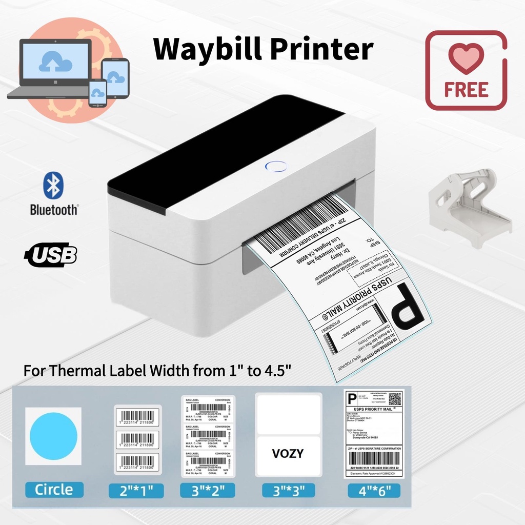 Xprinter VOZY Bluetooth Thermal Printer Waybill Barcode Shipping Label
