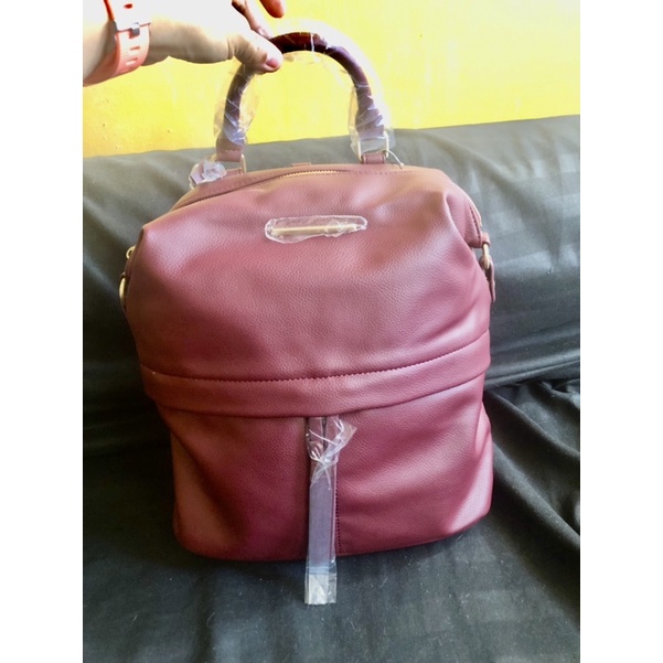 Morgan maroon 3 way backpack shoulder and hand bag | Shopee Philippines