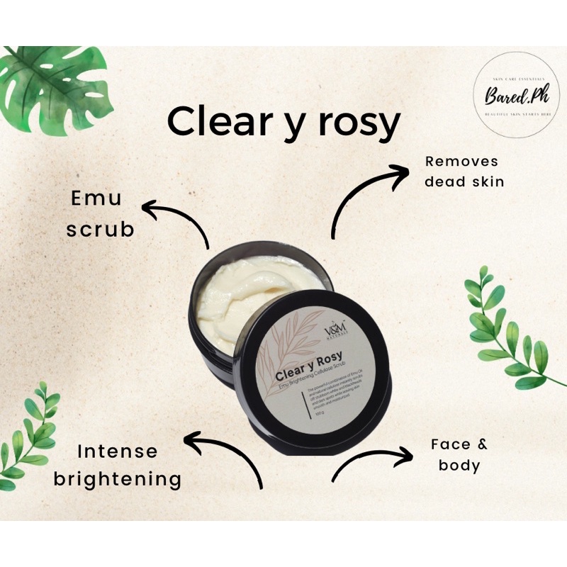 VNM Naturals Clear y Rosy (Emu Brightening Cellulose Scrub) 100g Shopee Philippines