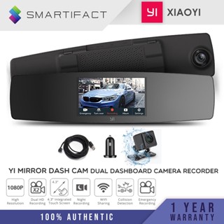 YI Mirror Dash Cam Dual Dashboard Camera Recorder Touch Screen Front Rear View HD Camera