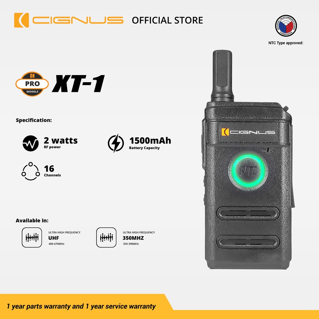CIGNUS XT1 UHF 2WATTS TWO WAY RADIO Shopee Philippines