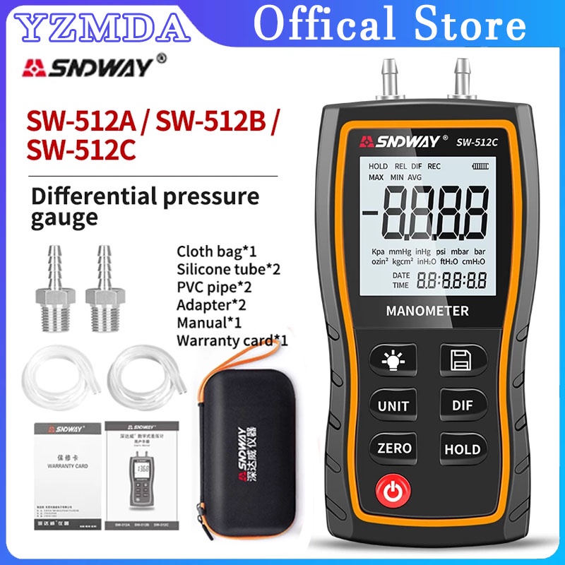 SNDWAY Digital Differential Manometer Handheld Air Pressure Gauge