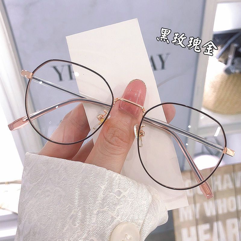 2022 Graded eyeglasses for women 0-600° Eo optical eyeglasses anti radiation eyeglasses for women with case TR90  Anti-Blue Light Anti-Radiation Plain-Face Handy Tool Student Class ins High-Value Glasses Myopia Female With Deg
