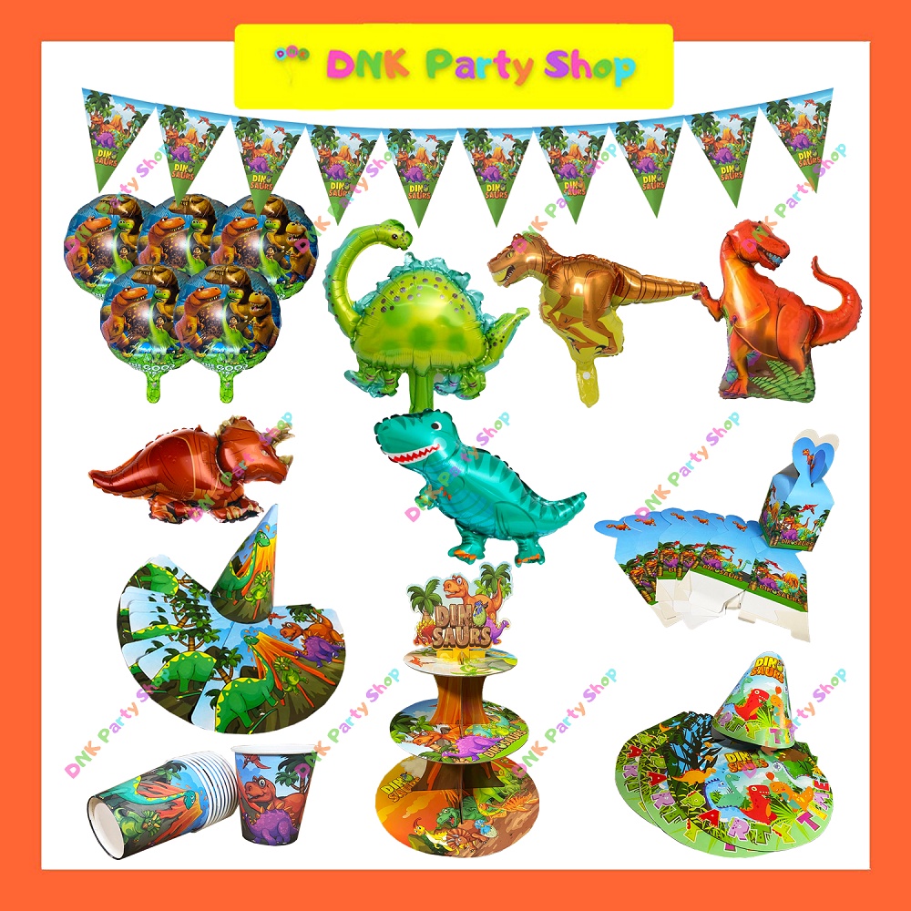 Dinosaur Party Theme Decor Candy Loot Box Party Cone Hats Cupcake Stand