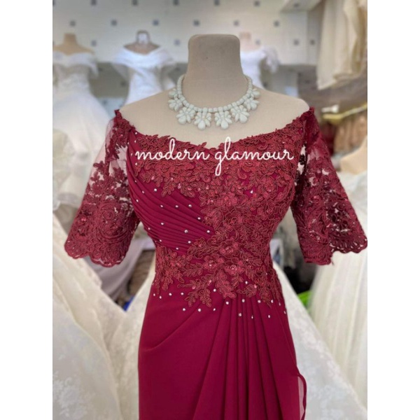 Corded Lace Design Mother Dress, Ninang Gown, Principal Sponsor Gown ...