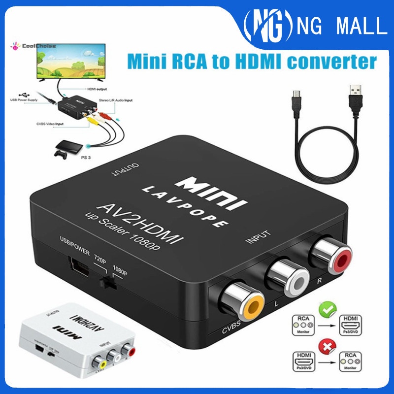 NG MALL RCA To HDMI 1080P Mini RCA Composite CVBS AV to HDMI Video