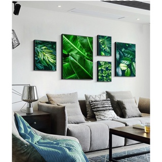 Green Plants Palm Monstera Big Leaf Wall Art Print Canvas Painting Nordic Posters And Prints Wall Pictures For Living Room Decor #4