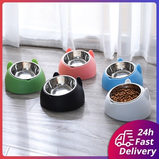 Pet Bowl Cat Food Elevated Bowl 15 Degree Raised Stainless Dog Bowl Cat Food Drink Water Feeder Bowl