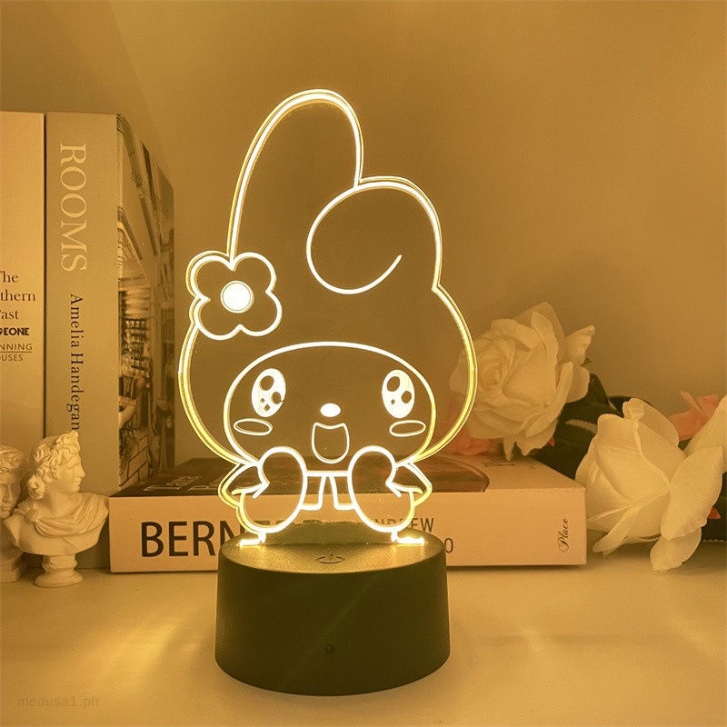 My Melody Kuromi Night Light Acrylic 3D Night Lamp USB LED Kawaii ...