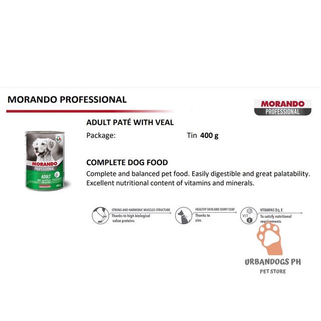 Dog Food for Adult 400g x 3 Cans Morando Professional Adult Dog Pate' with Veal 400g #3