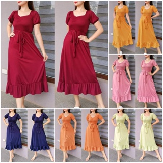 NEW BEST SELLER THALIA MAXI DRESS SOLID PLAIN COLOR 100% COTTON STREACHABLE FOR ADULT
