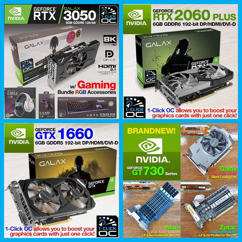 B/N RTX 3050 / RTX 2060 PLUS / GTX 1660 / GT 730 GALAX | Shopee Philippines