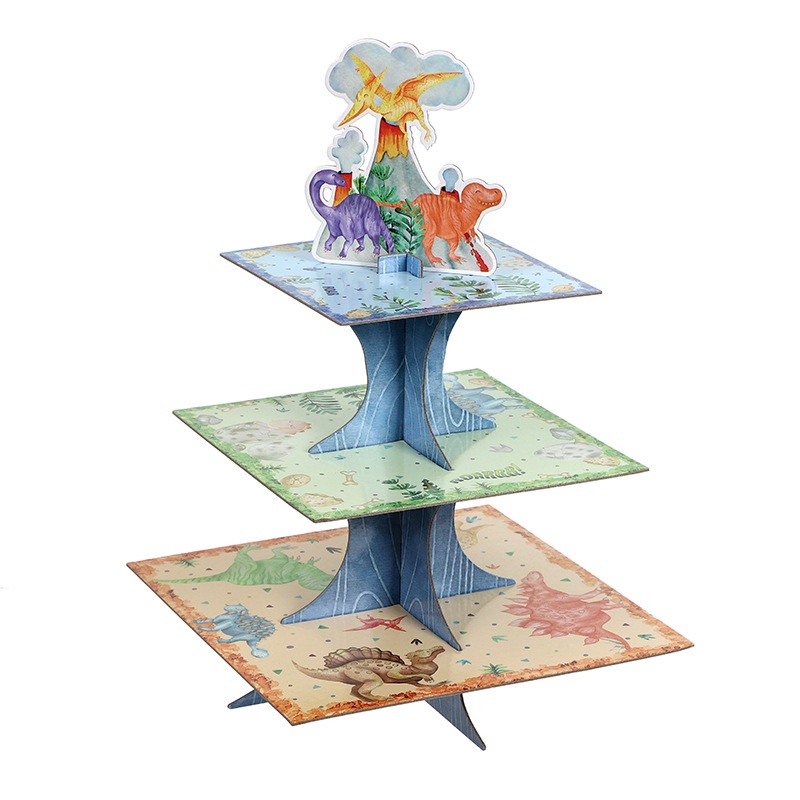3 Tier Dinosaur Theme Cake Stand for Kids Birthday Party Decorations Party Favros Supplies
