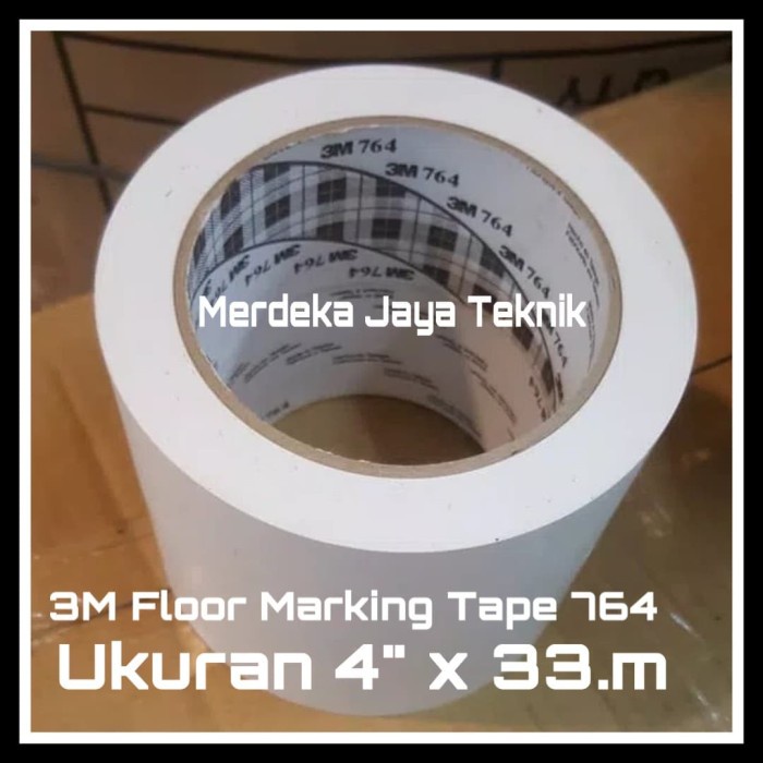 PUTIH 3m 764 White FLOOR MARKING TAPE Size 4 "INCHI X 33.M Duct Floor