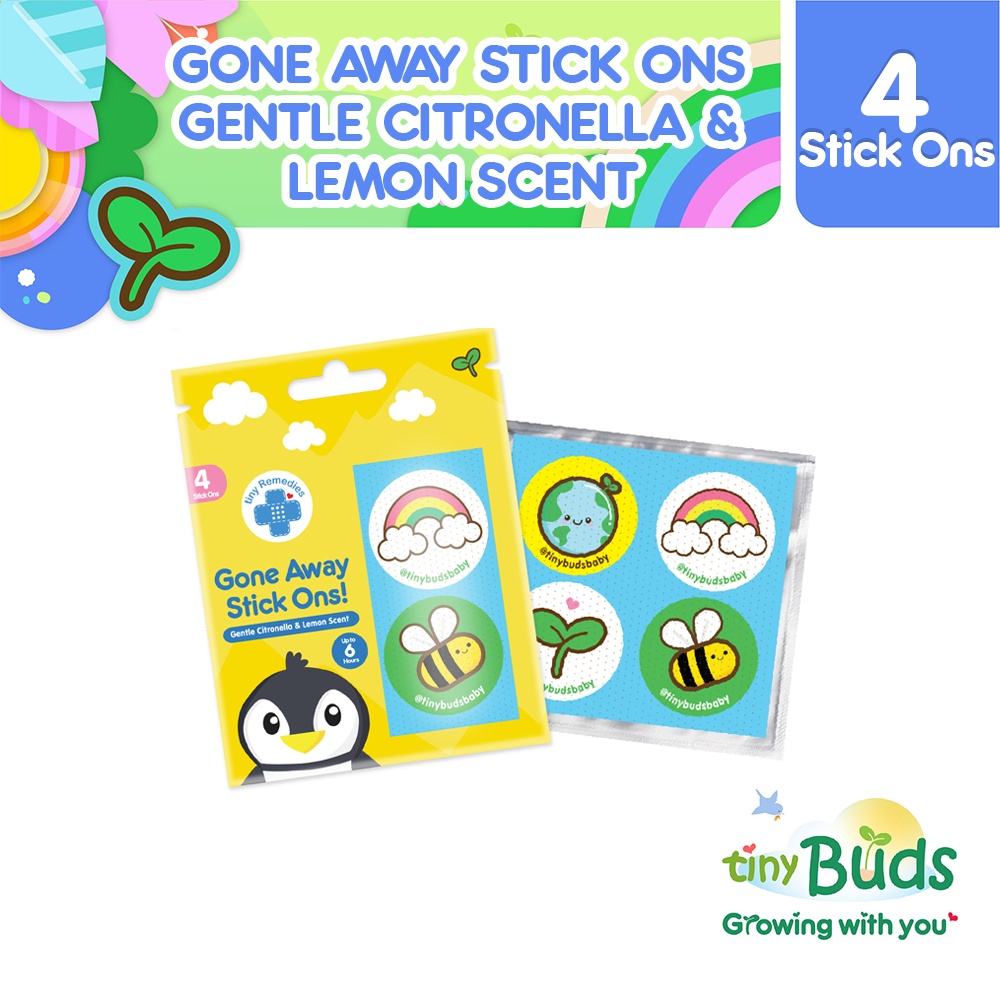 Tiny Buds Mini Gone Away Stick Ons Gentle Citronella and Lemon Scent (4 Stickers)