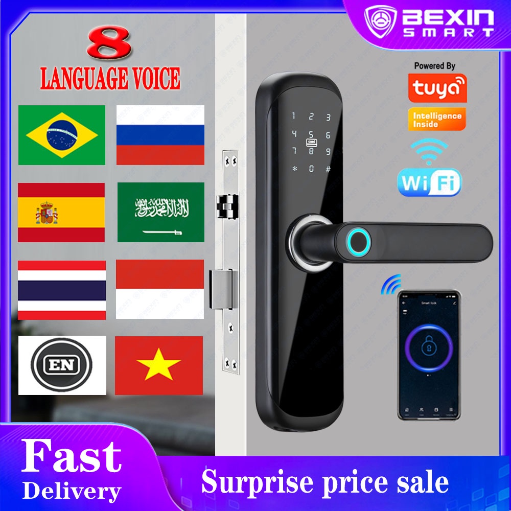 New Product Sales Promotion Tuya APP Biometric Smart Fingerprint Electronic Password RFID Card Door