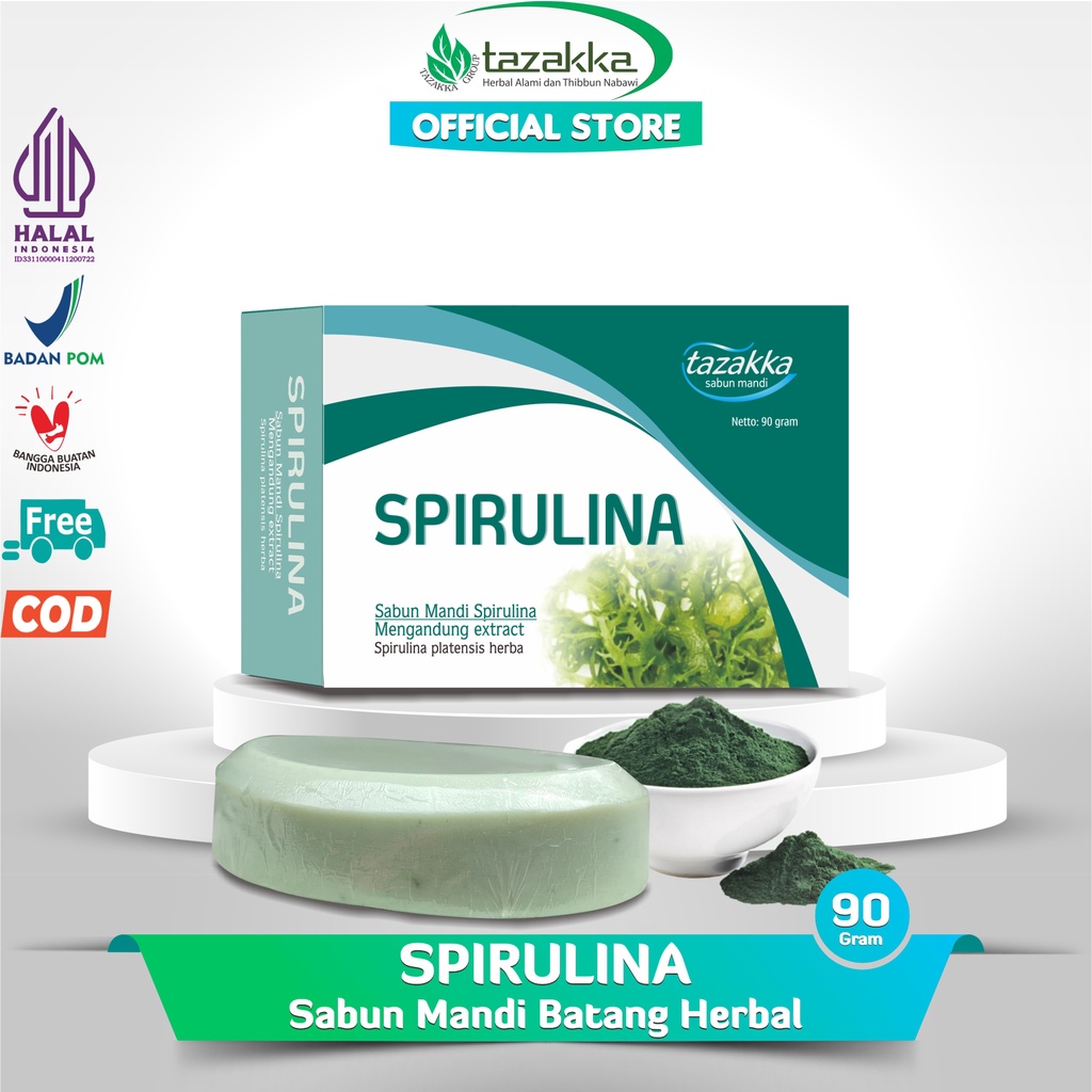 Spirulina Original Tazakka Herbal Bath Soap 90 Grams Whitening Skin
