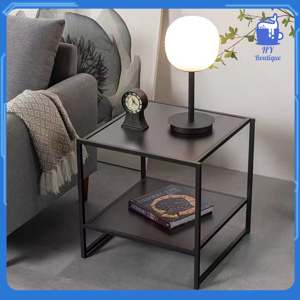 Simple Sofa Side Table Small Square Table Black Coffee Table Living