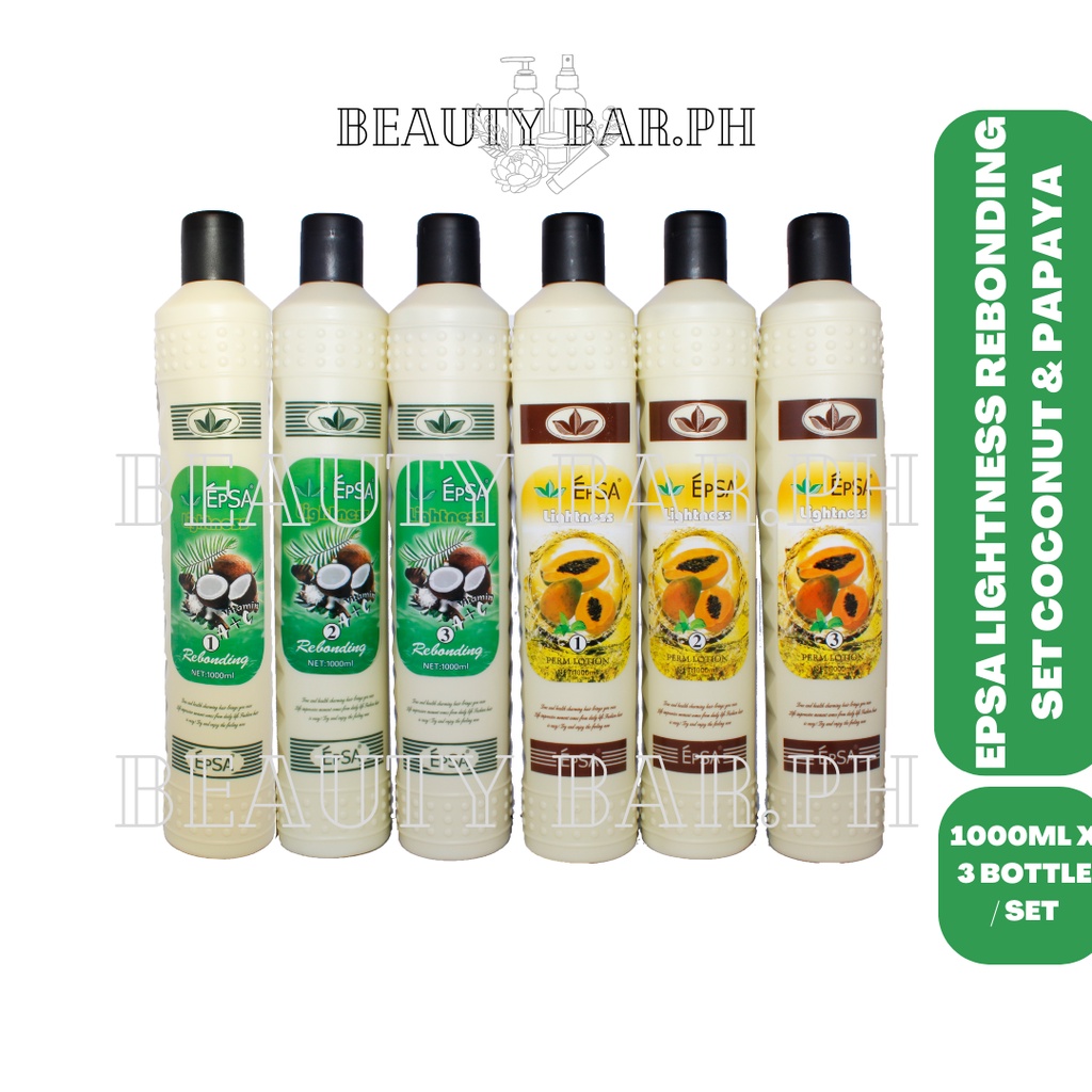 Epsa Lightness Coconut & Papaya Hair Rebonding Rebond Treatment Set 123  100ML X 3  | Shopee Philippines