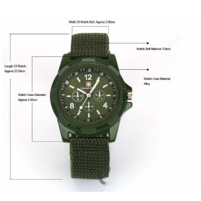 SESE Gemius Military Analog Watch Unisex fashion Canvas Waterproof Watch Canvas-belt StrapWaterproof