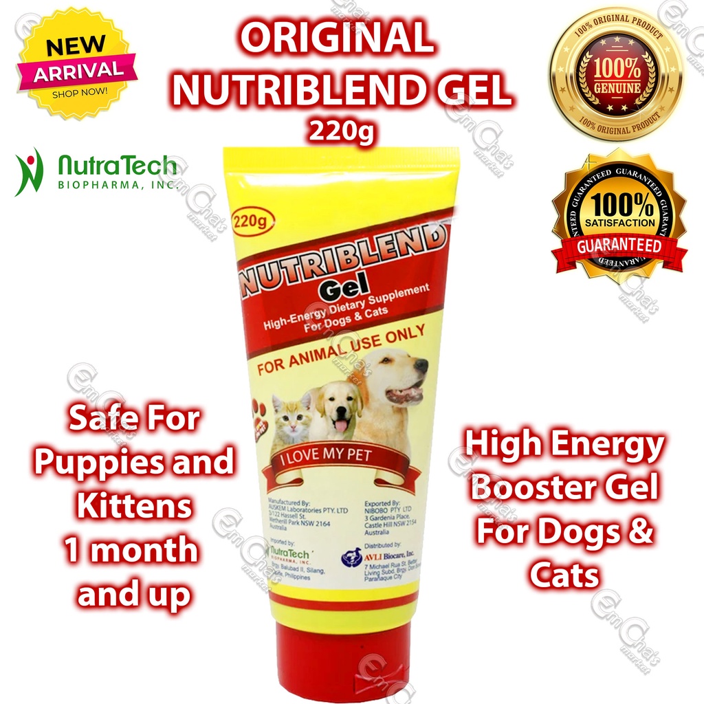 (hot)Original NUTRIBLEND GEL (Yellow-Red Pack) High Energy Booster for Dogs and Cats (220g) (amed)