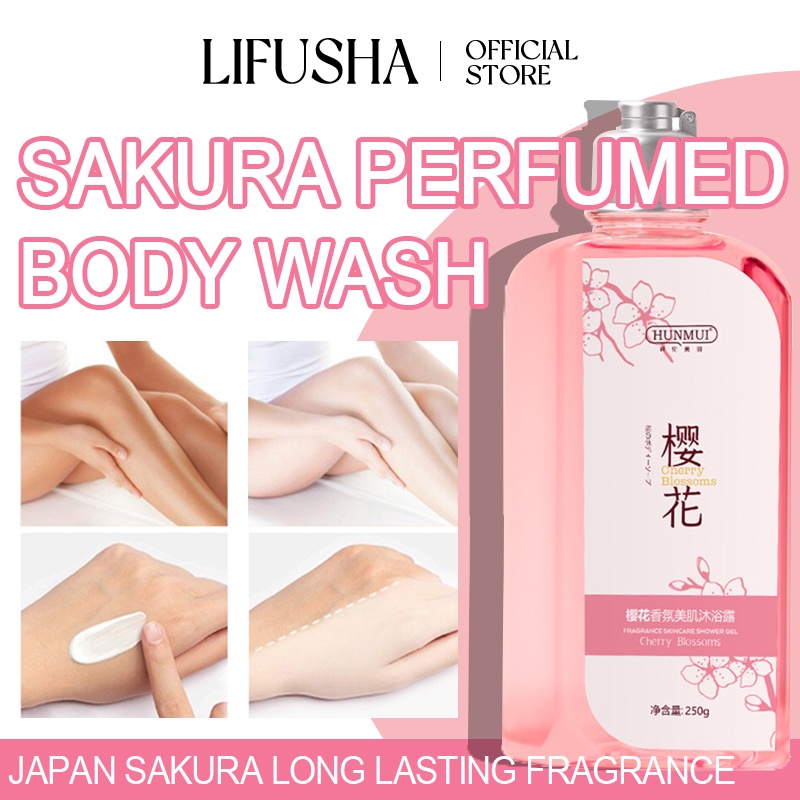 LIFUSHA Japan Perfume Sakura Body Wash Whitening Shower Gel Long