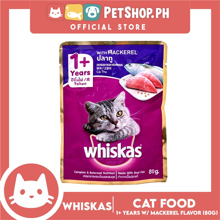 12pcs Whiskas Mackerel Flavor Pouch Wet Cat Food 80g #1