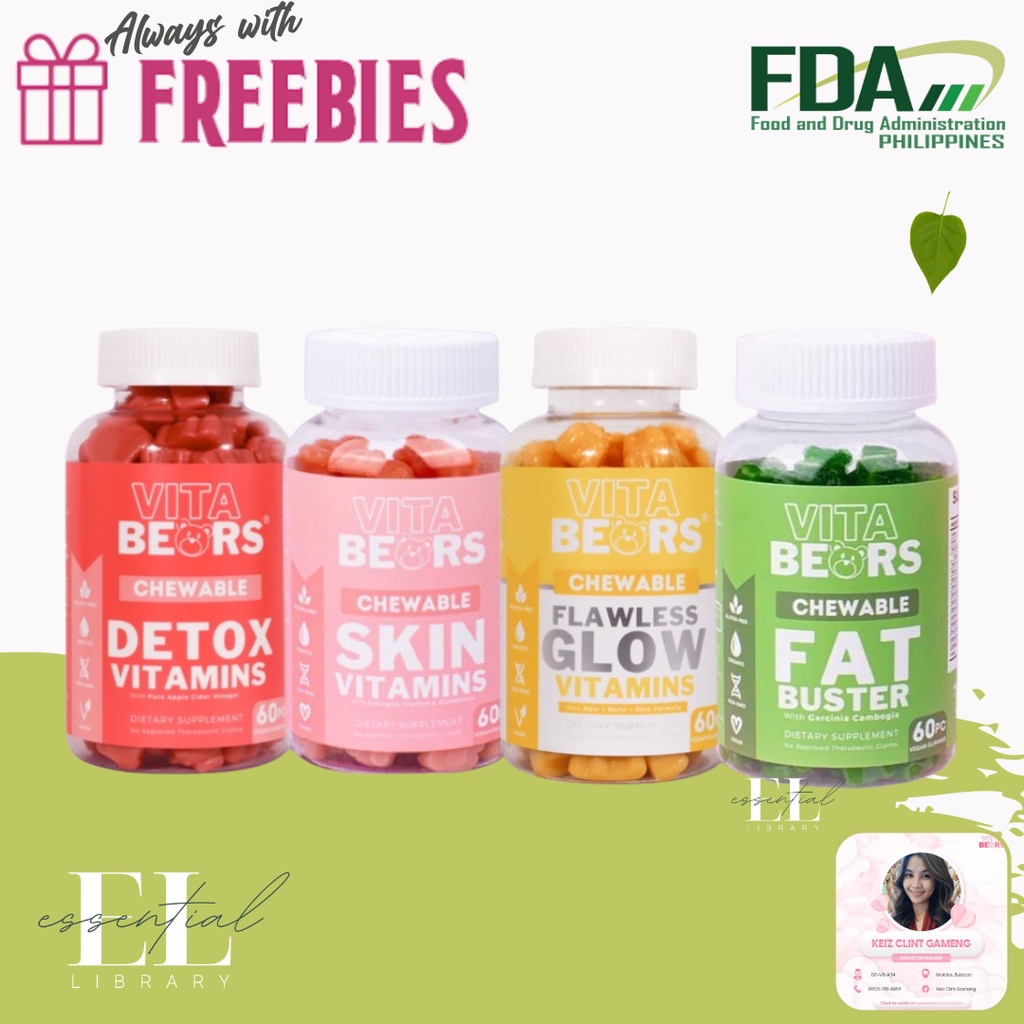 VITABEARS Hair Nails Skin Flawless Vitamins Fat Buster Detox Chewable
