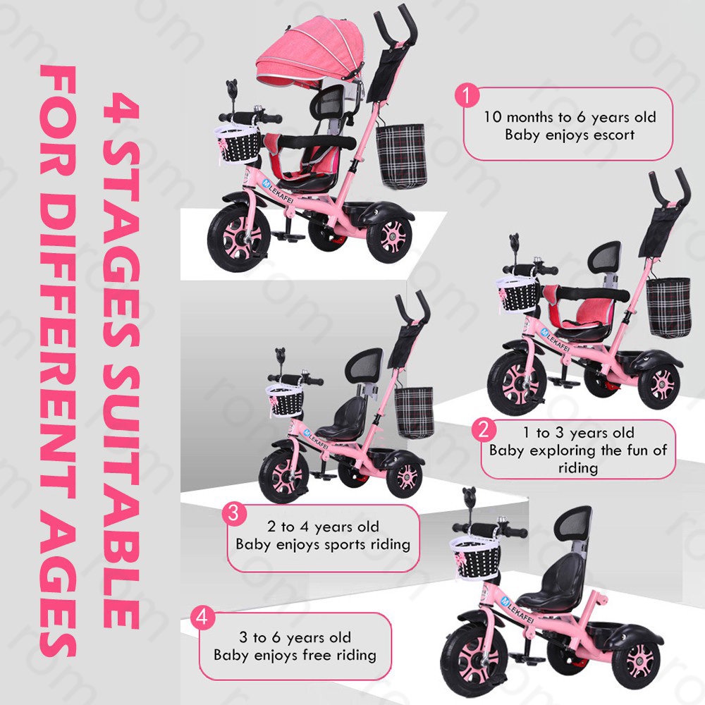 4 In 1 baby stroller bicycle kids tricycle bike for kids stroller bike Trolley Bike for baby - Image 4
