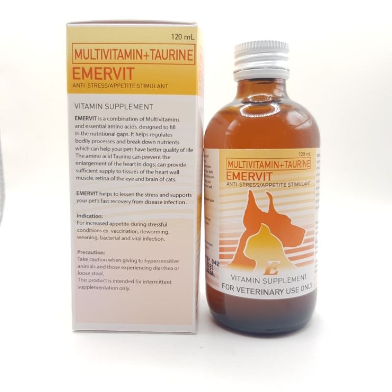 Emervit  (Multivitamins + Taurine) 120ml Emervet (For Veterinary Use)