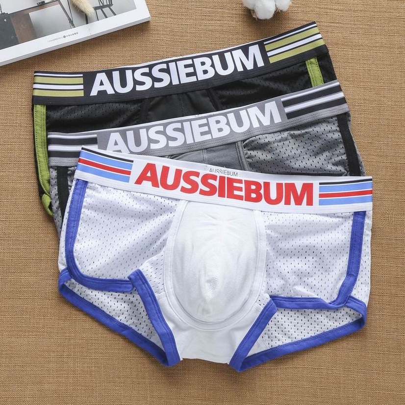 Aussie Bum Mesh Men Breathable Boxer Briefs Low Waist Boxers Underwear