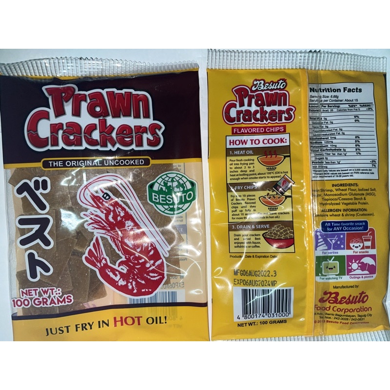 Besuto Prawn Crackers Uncooked Flavored Chips, 100 g Shopee Philippines