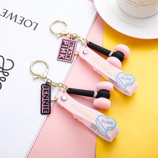 Black blackpink Keychain Cheer Stick Can Light Up Mini Small Pink Hammer School Bag Pendant Lisa jisoo Merchandise #6