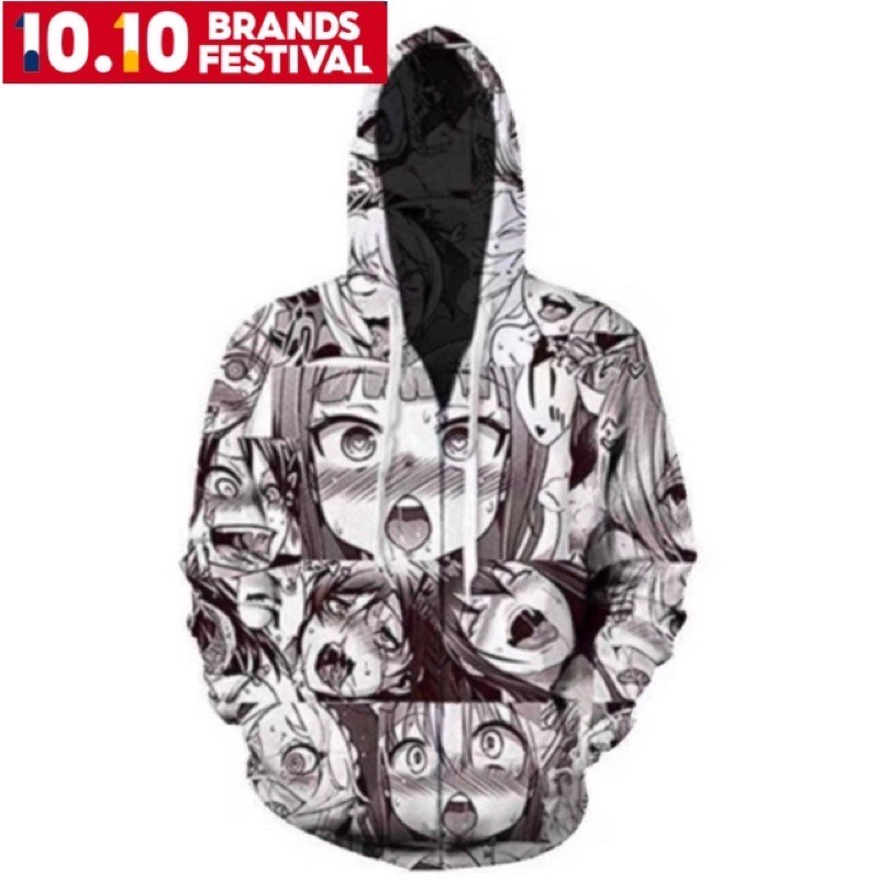 jacket with zipper jocket Unisex 3D Ahegao Hentai Hoodie Jacket With ...