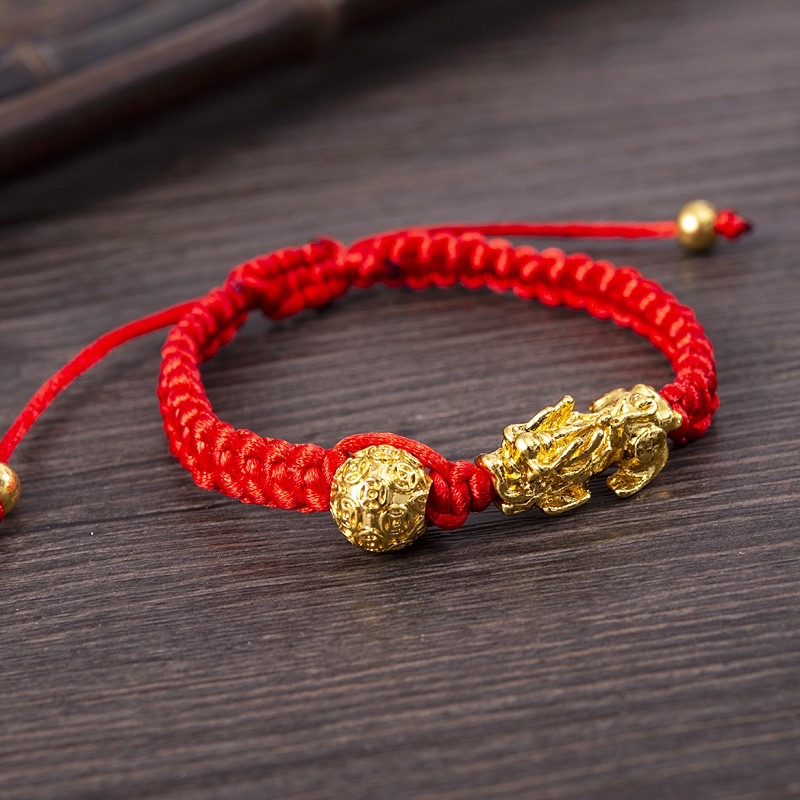Adjustable Braided Lucky Red String Rope Feng Shui Pixiu PiYao Bracelet