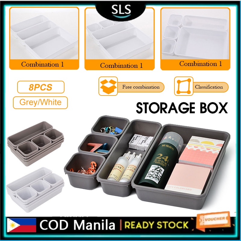 8pcs Set Organizer Box Trays Drawer Organizer Tray Cutlery Cosmetics