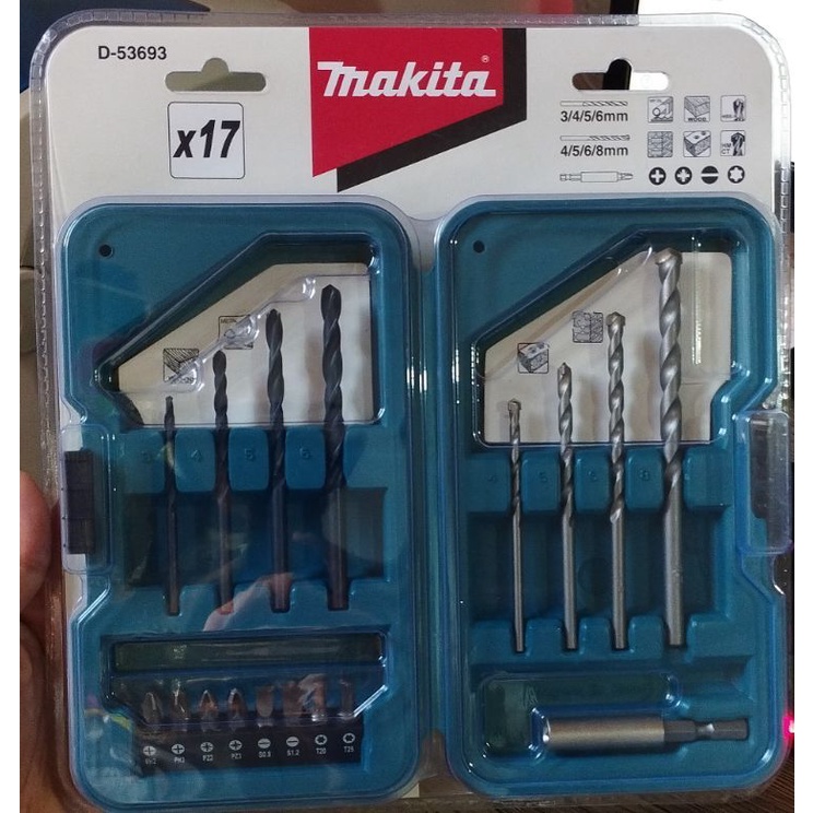 Makita Drill Bit Set & Bits 17pcs Set D53693 (Wood , Metal , Stone