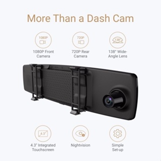 ﺴ●YI Mirror Dash Cam Dual Dashboard Camera Recorder Touch Screen Front Rear View HD Camera G Sensor
