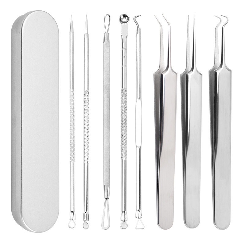 8 Piece Blackhead Remover Pimple Popper Tool Kit Professional Stainless ...