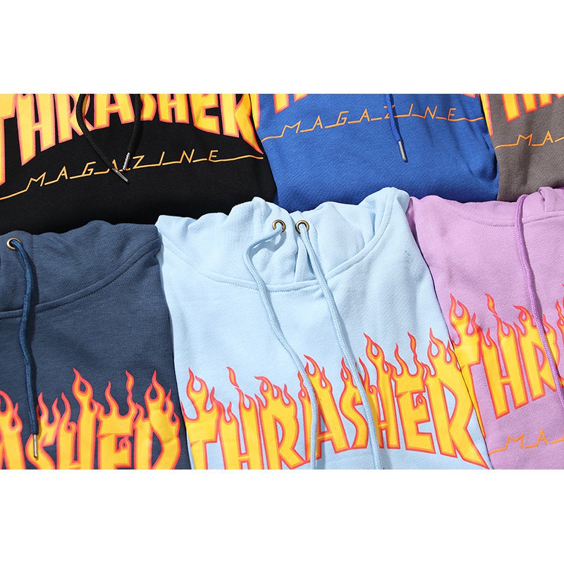 Hiphoppie Thrasher Flame Alphabet US Casual Fashion Hoodies jacket Unisex couplles hooded