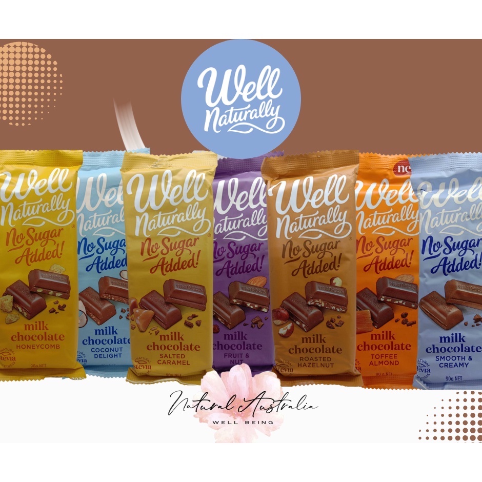 Well Naturally Milk Chocolate No Sugar Added 90grams Imported from