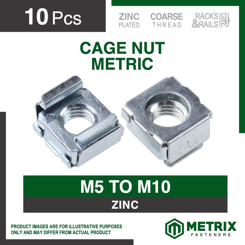 10pc Cage Nut Metric / Server Rack Nut M5 M6 M8 M10 ( 5MM 6MM 8MM 10MM