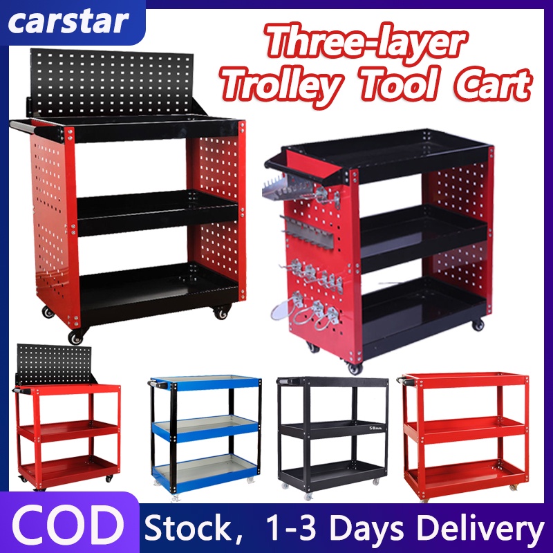 3 Leyer Tool Trolley Tool Cart with Wheels Storage Box Car Auto Repair