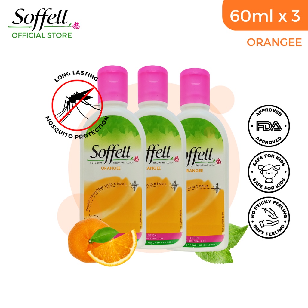 Soffell Mosquito Repellent Lotion Orangee (Orange) Set Of 3 (60ml Each